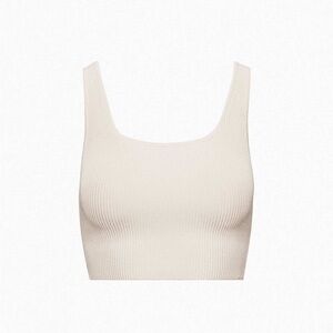 Babaton Ribbed Scoop Neck Crop Tank - Cream